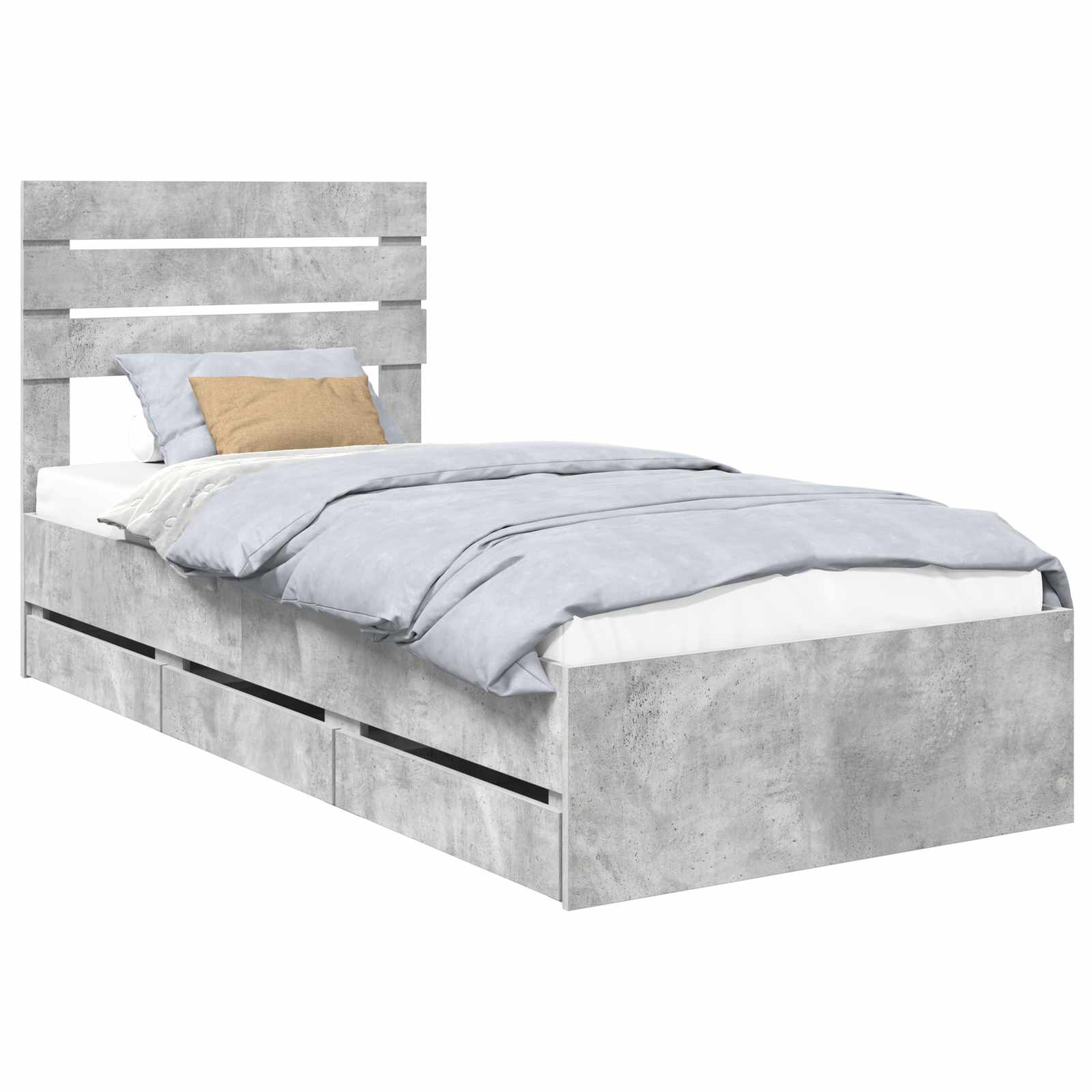 Krevetna konstrukcija s ladicama Betonski sivi 75 x 190 cm