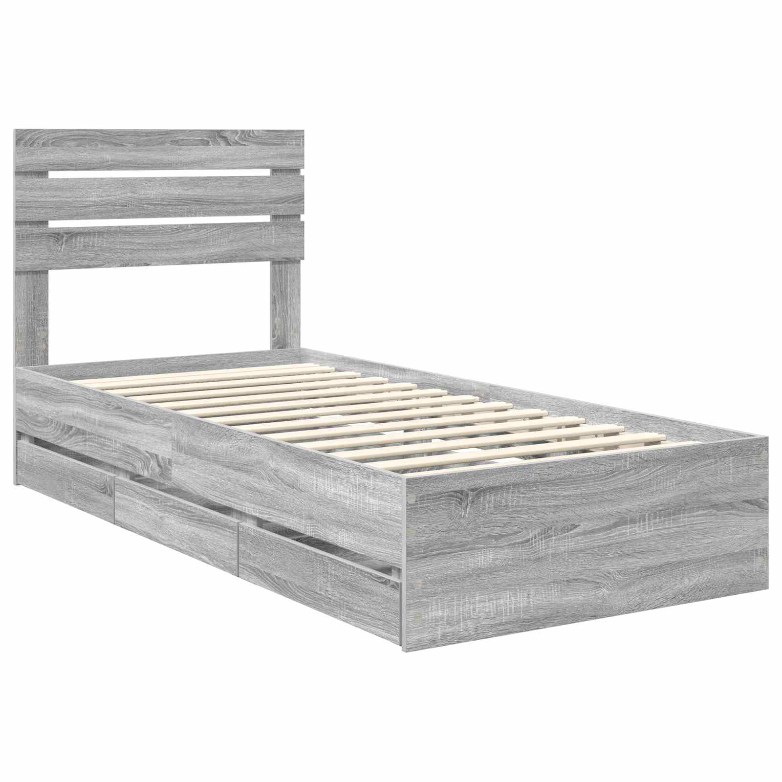 Krevetna konstrukcija Siva Sonoma 75 x 190 cm Inženjersko Drvo
