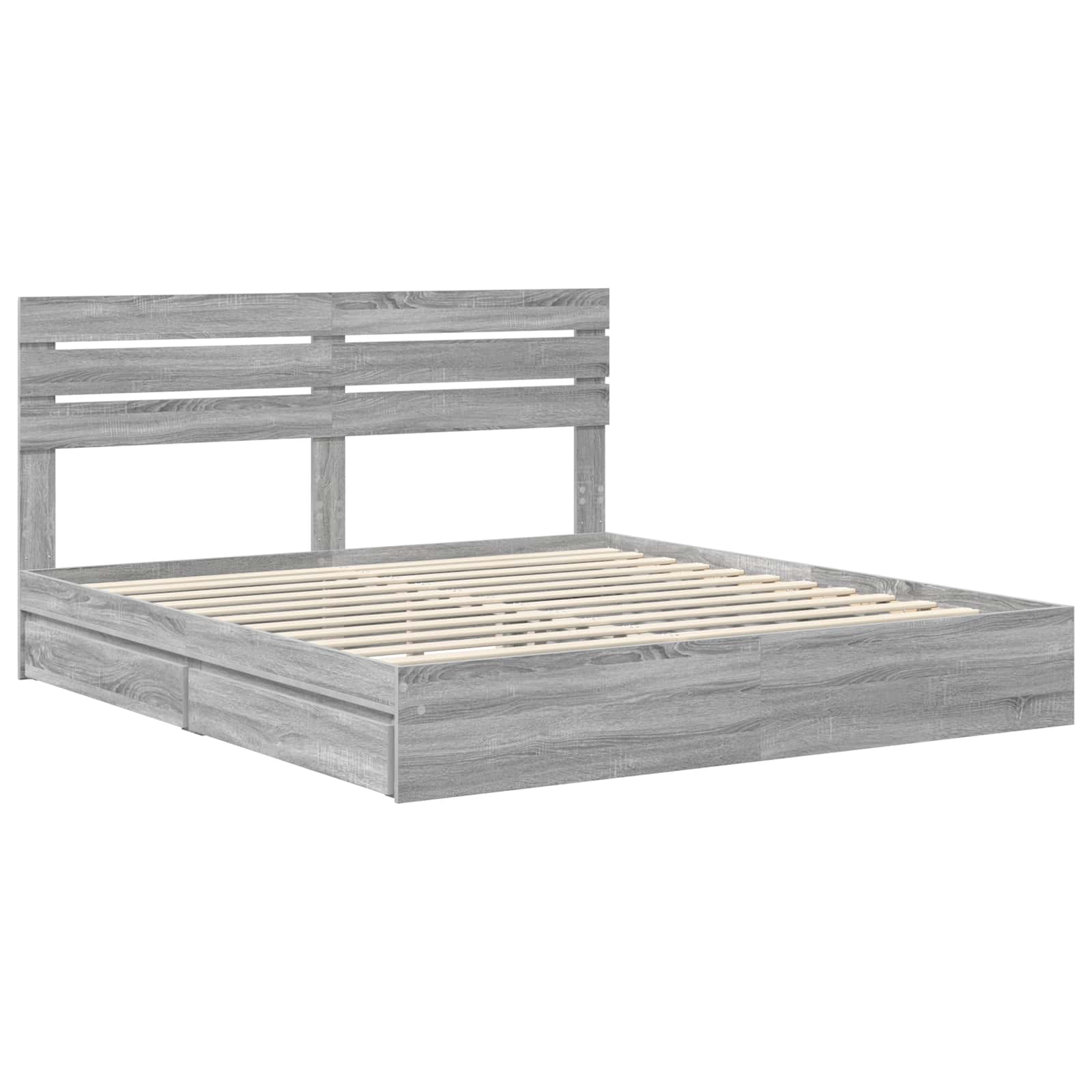 Krevet s od storage Siva Sonoma 200 x 200 cm Konstruirano drvo