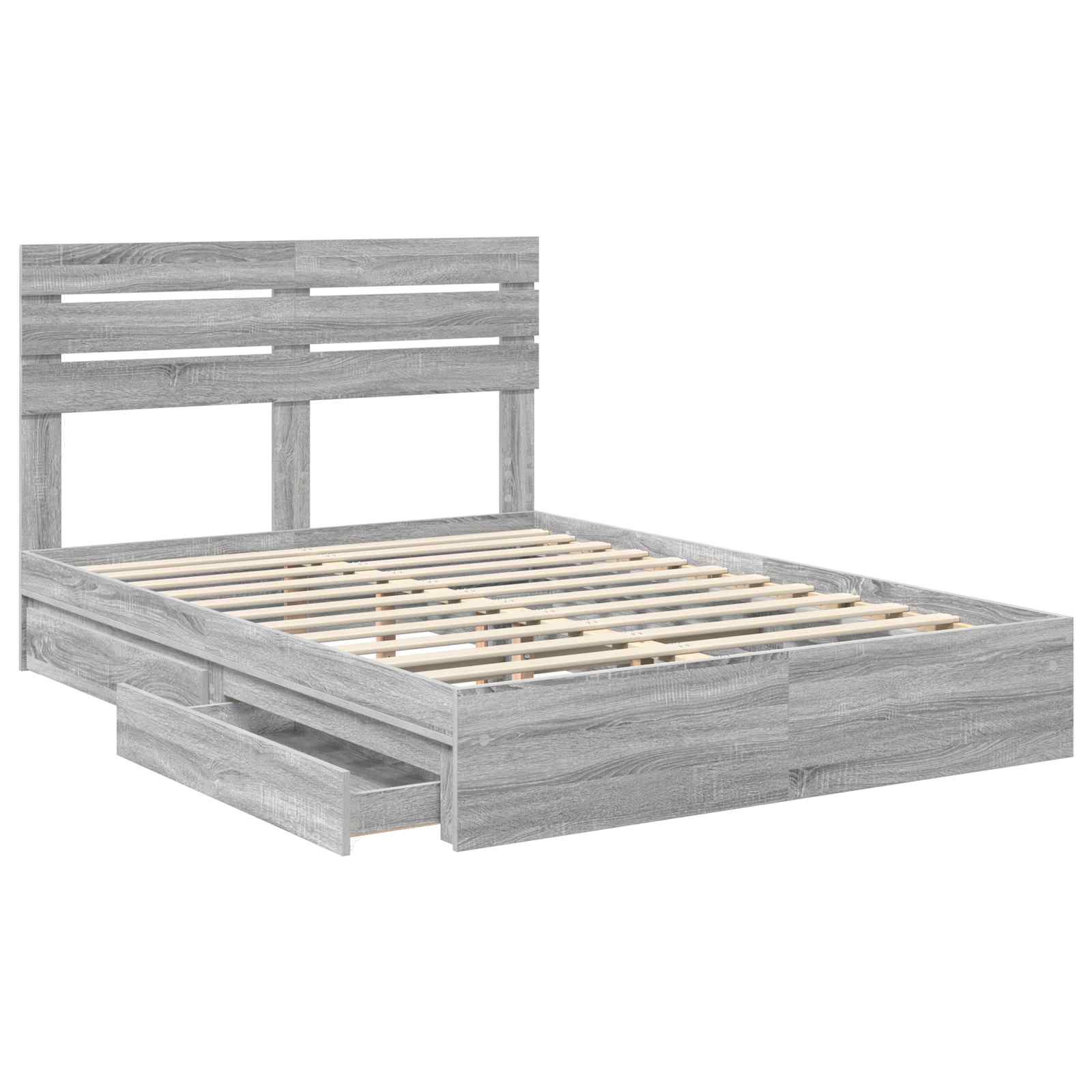 Krevet s od storage Siva Sonoma 160 x 200 cm Konstruirano drvo