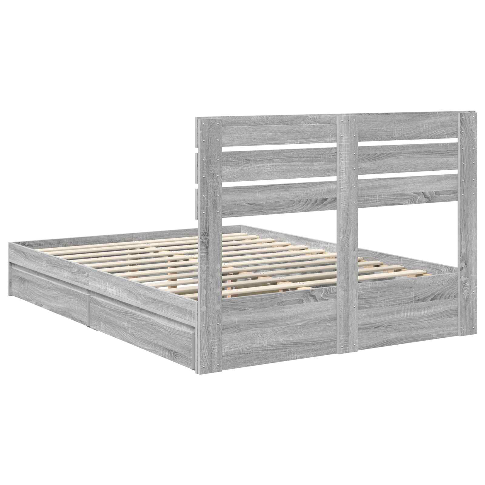 Krevet s od storage Siva Sonoma 150 x 200 cm Konstruirano drvo