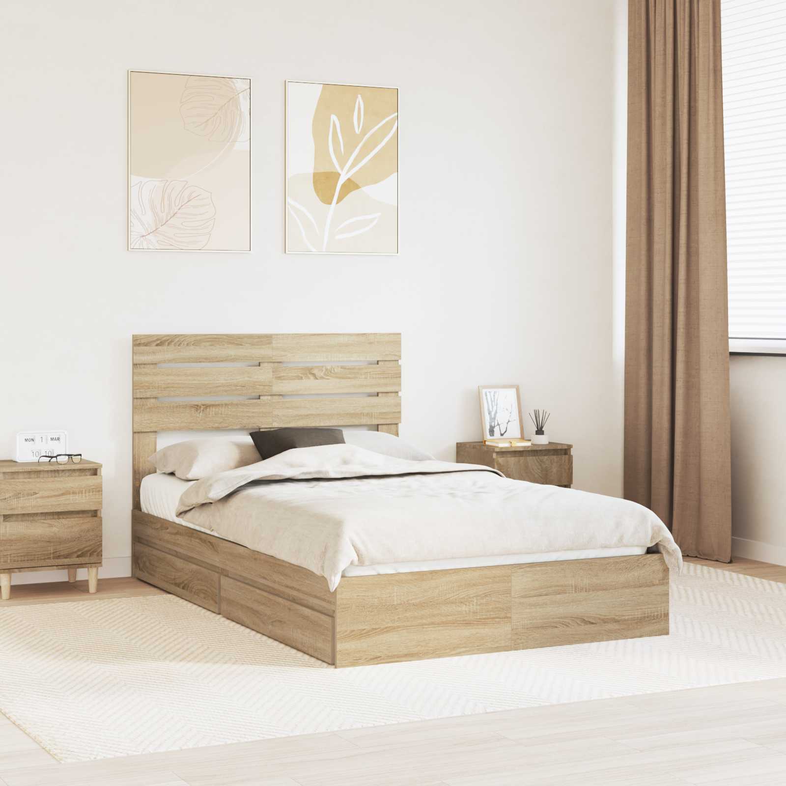 Krevet s od storage Sonoma hrast 135 x 190 cm Konstruirano drvo