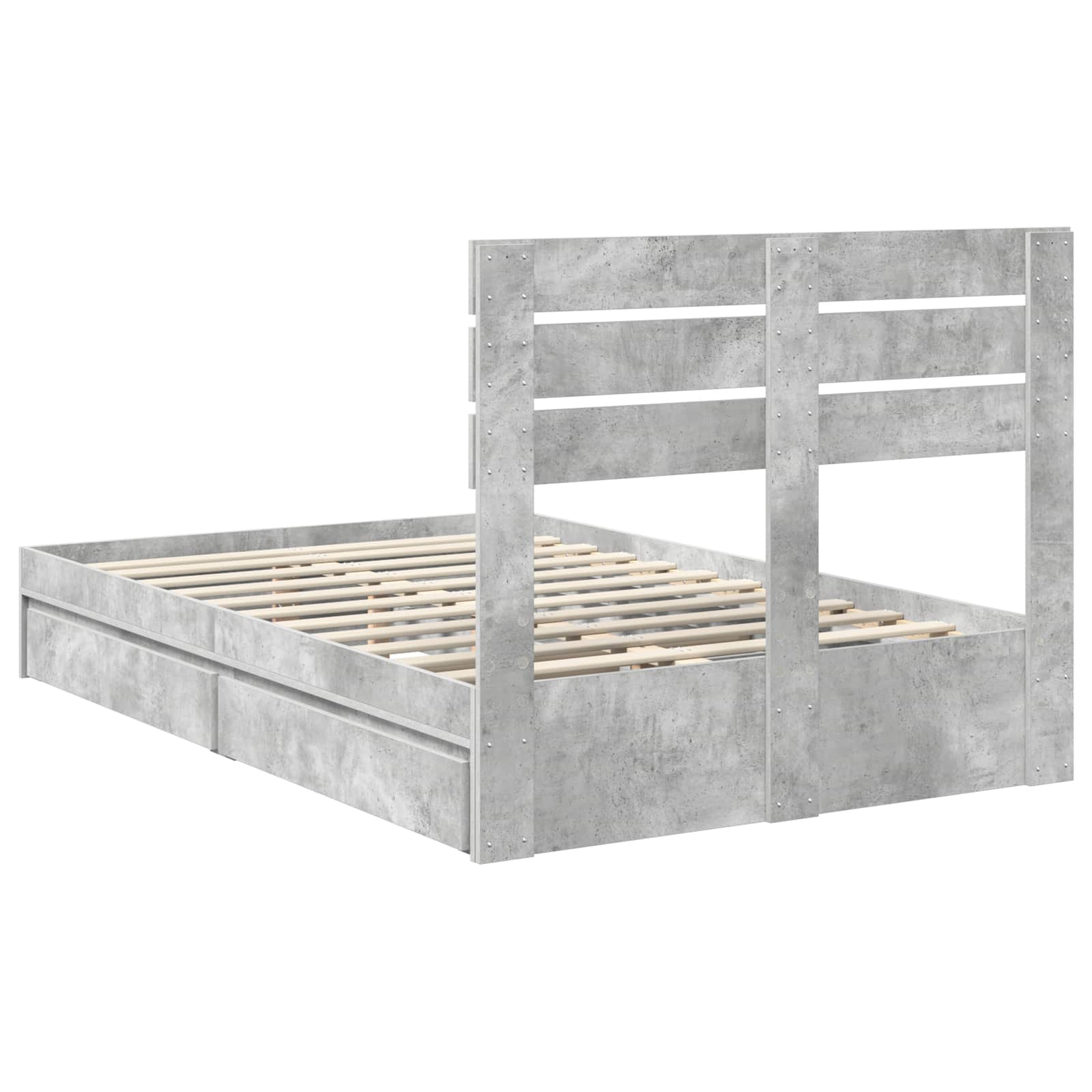 Krevet s od storage s uzglavljem Betonski sivi 135 x 190 cm