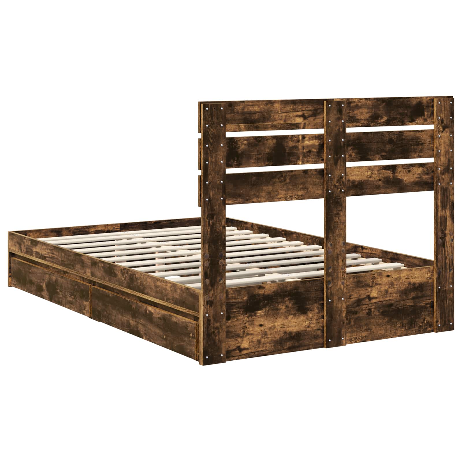 Krevet s od storage s uzglavljem Dimljeni hrast 135 x 190 cm