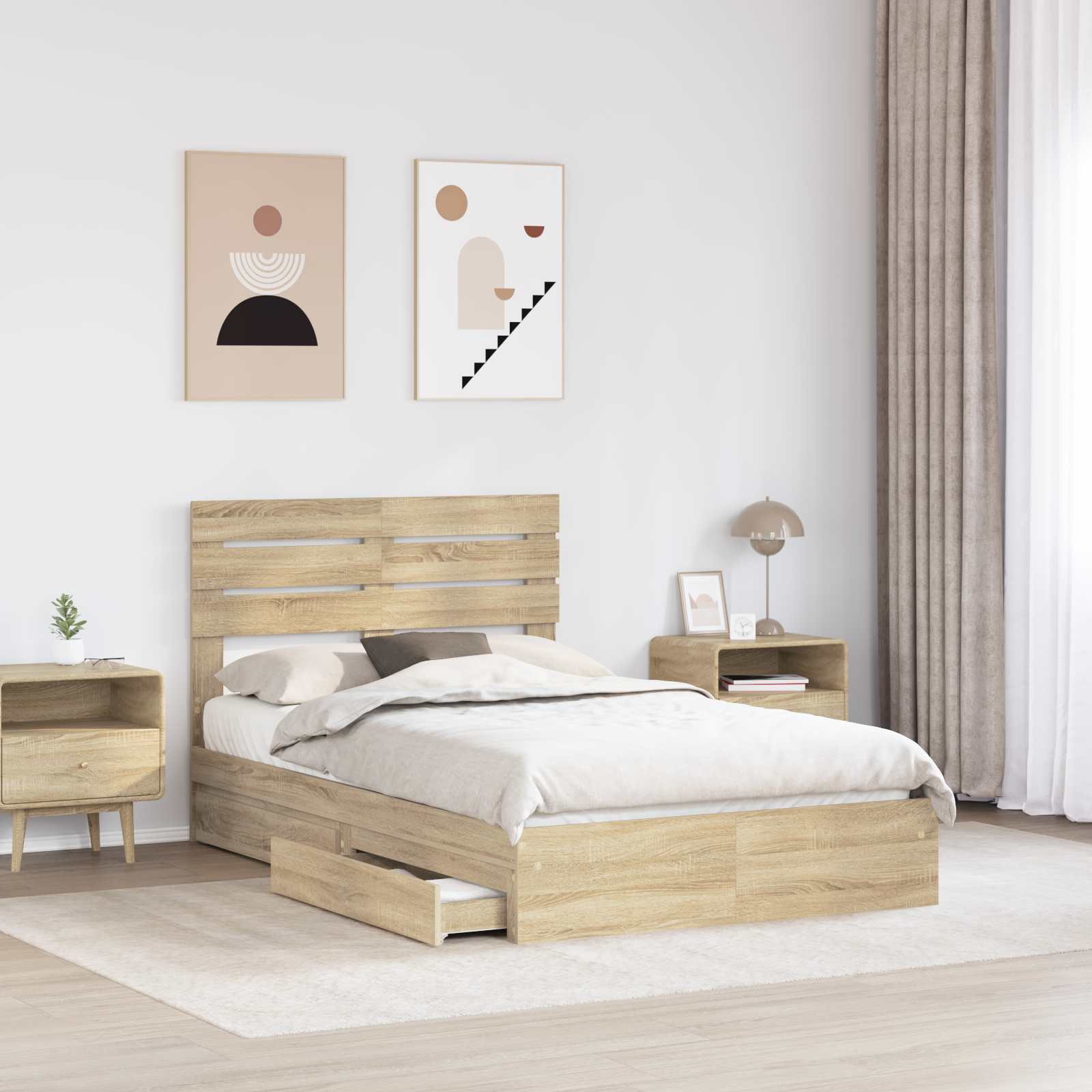Krevet s od storage Sonoma hrast 120 x 200 cm Konstruirano drvo