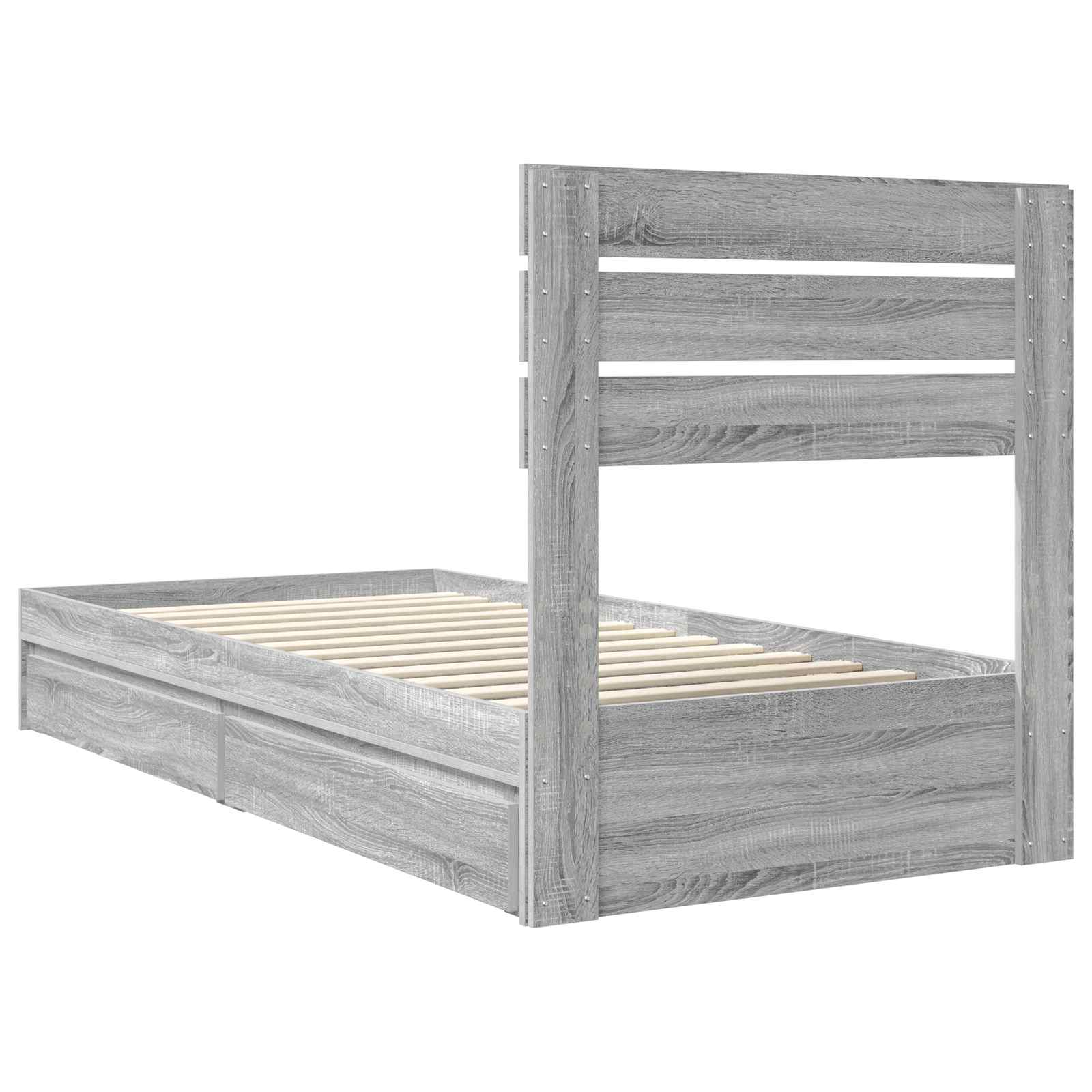 Krevet s od storage Siva Sonoma 90 x 200 cm Konstruirano drvo