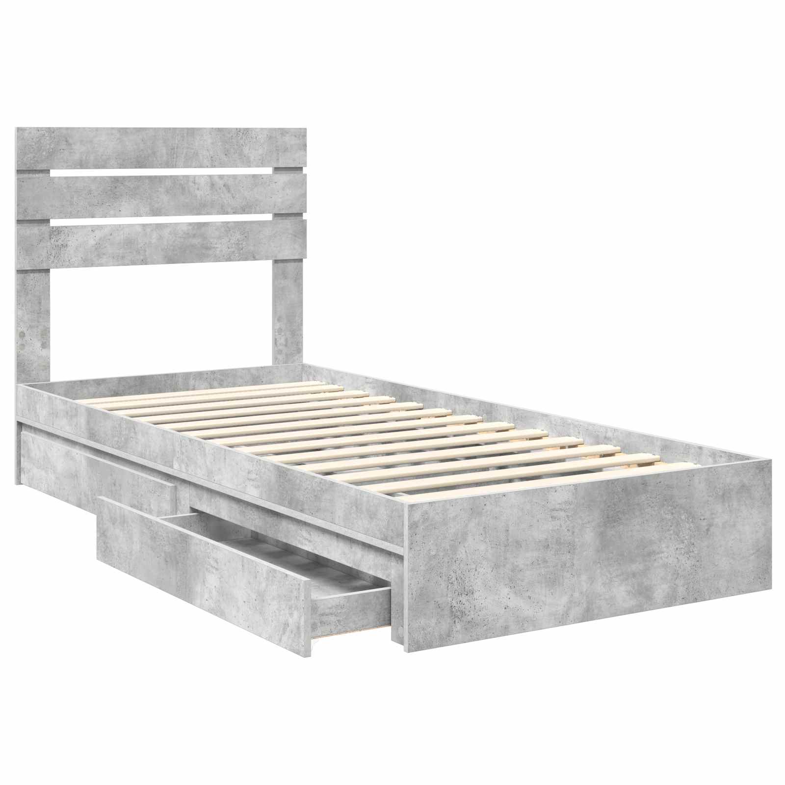 Krevet s od storage Betonski sivi 90 x 190 cm Konstruirano drvo