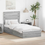 Krevet s od storage Siva Sonoma 90 x 190 cm Konstruirano drvo