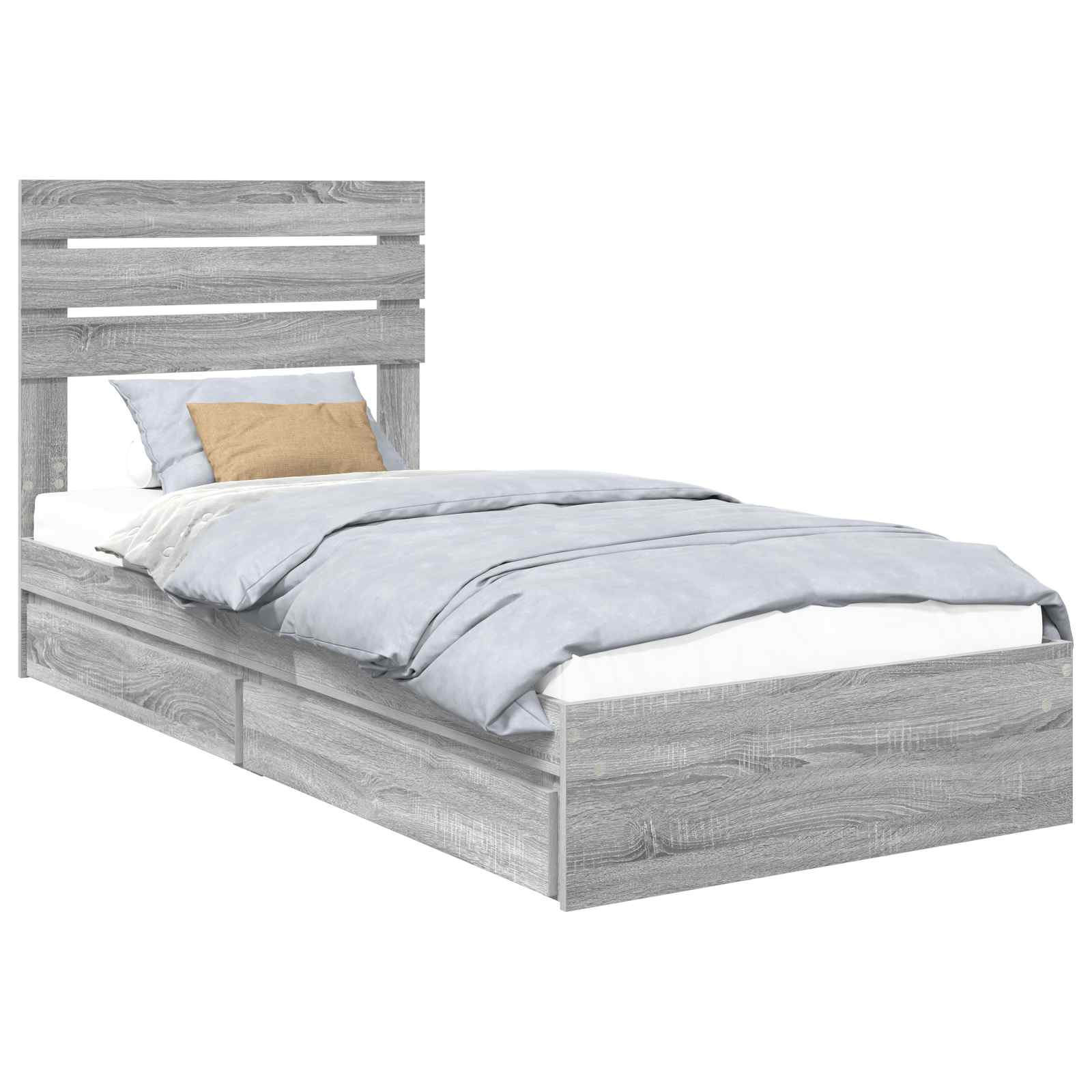 Krevet s od storage Siva Sonoma 90 x 190 cm Konstruirano drvo