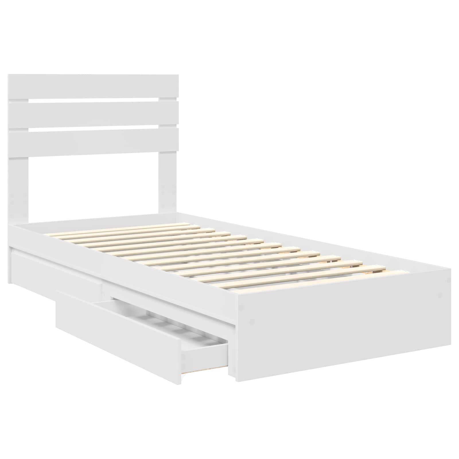 Krevet s od storage Bijelo 75 x 190 cm Konstruirano drvo