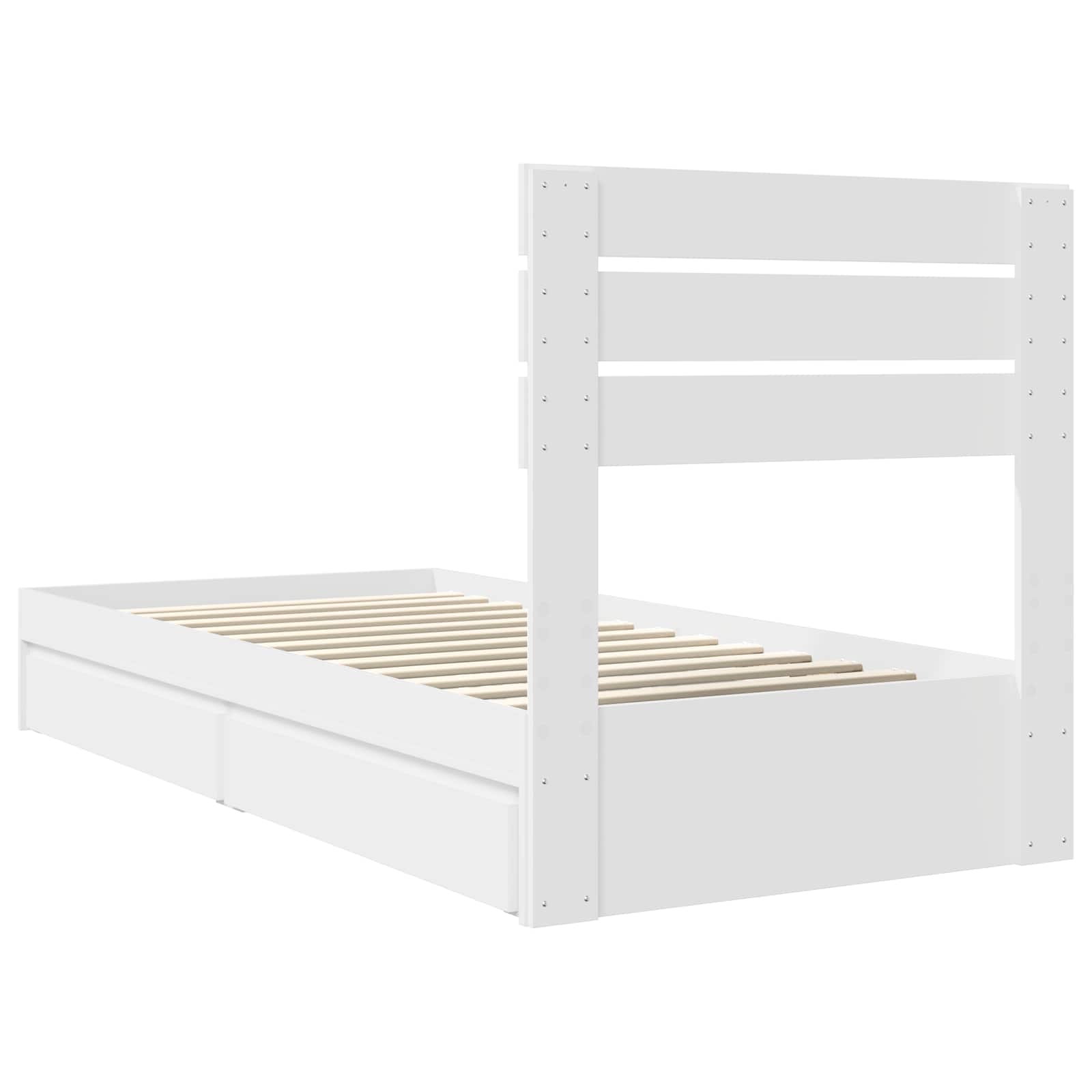 Krevet s od storage Bijelo 75 x 190 cm Konstruirano drvo