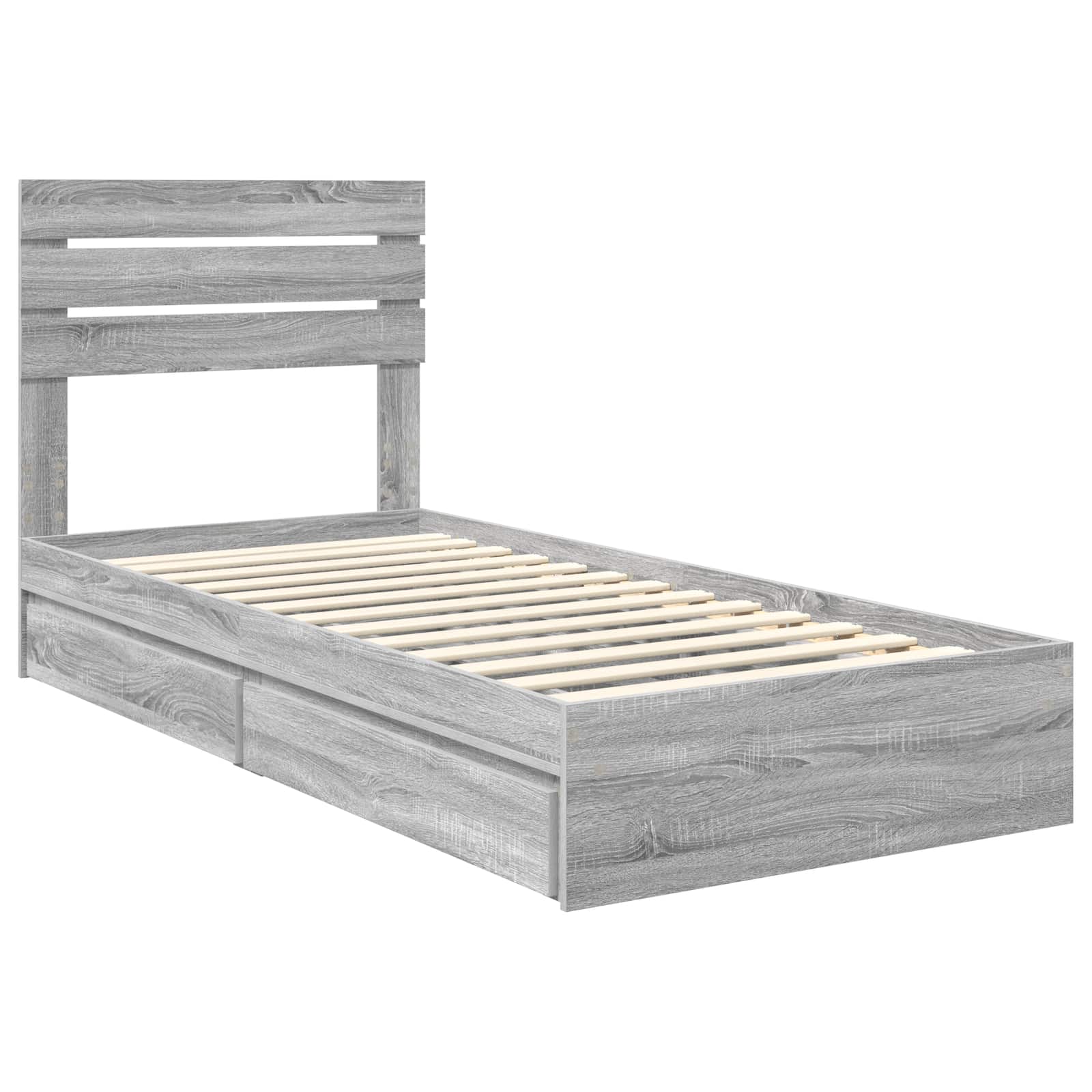 Krevet s od storage Siva Sonoma 75 x 190 cm Konstruirano drvo