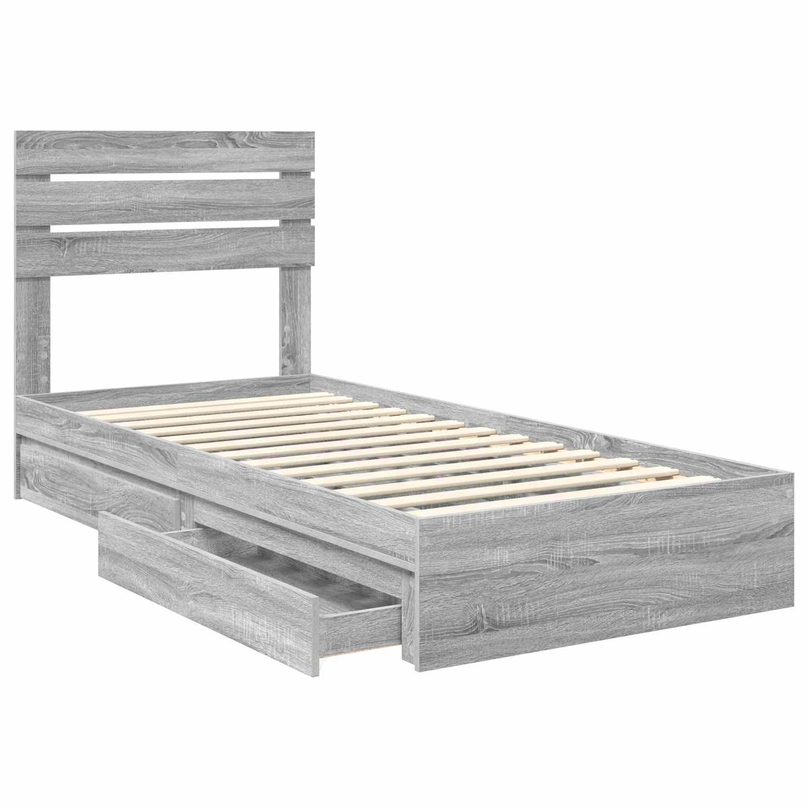 Krevet s od storage Siva Sonoma 75 x 190 cm Konstruirano drvo
