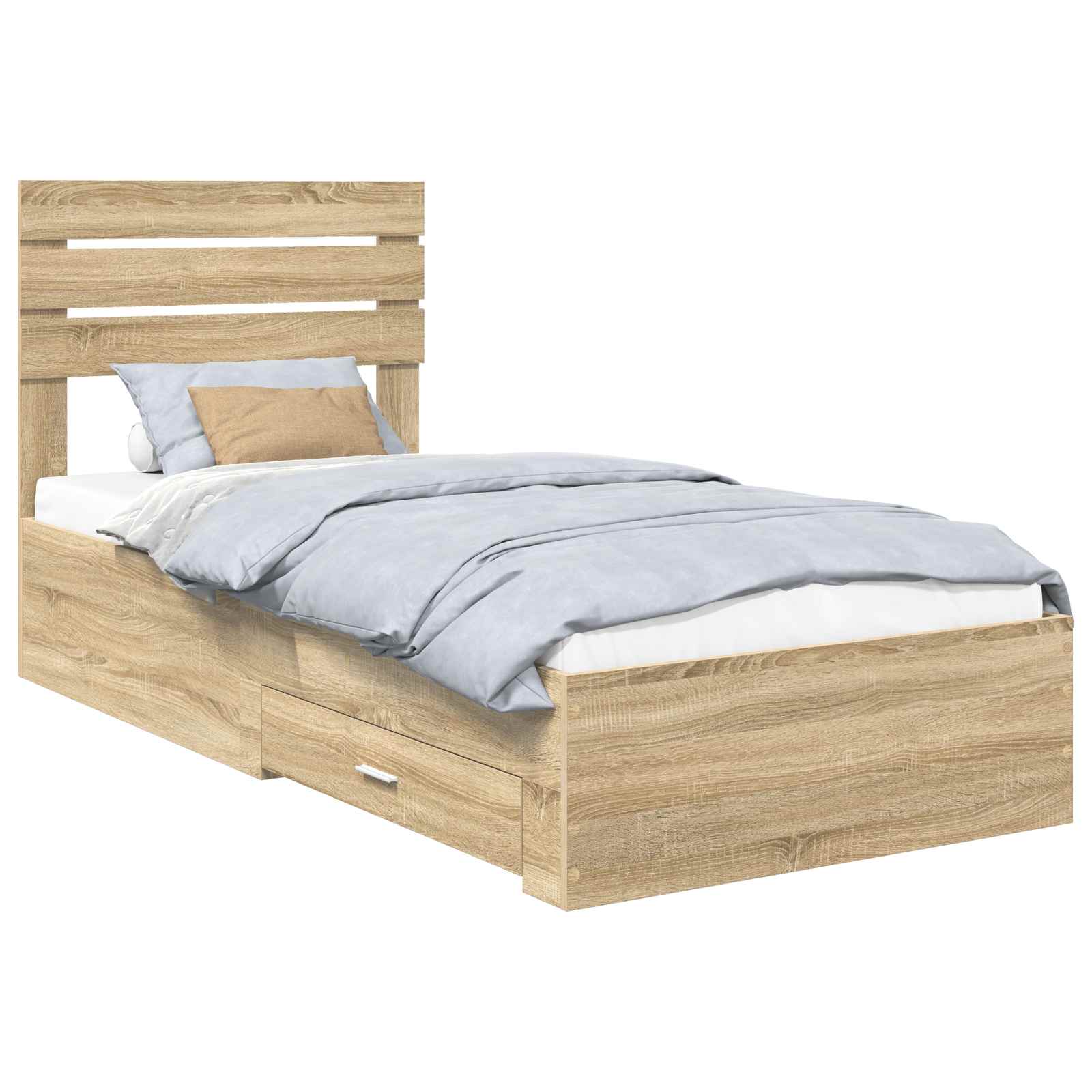 Krevetna konstrukcija Sonoma hrast i srebrna 75 x 190 cm