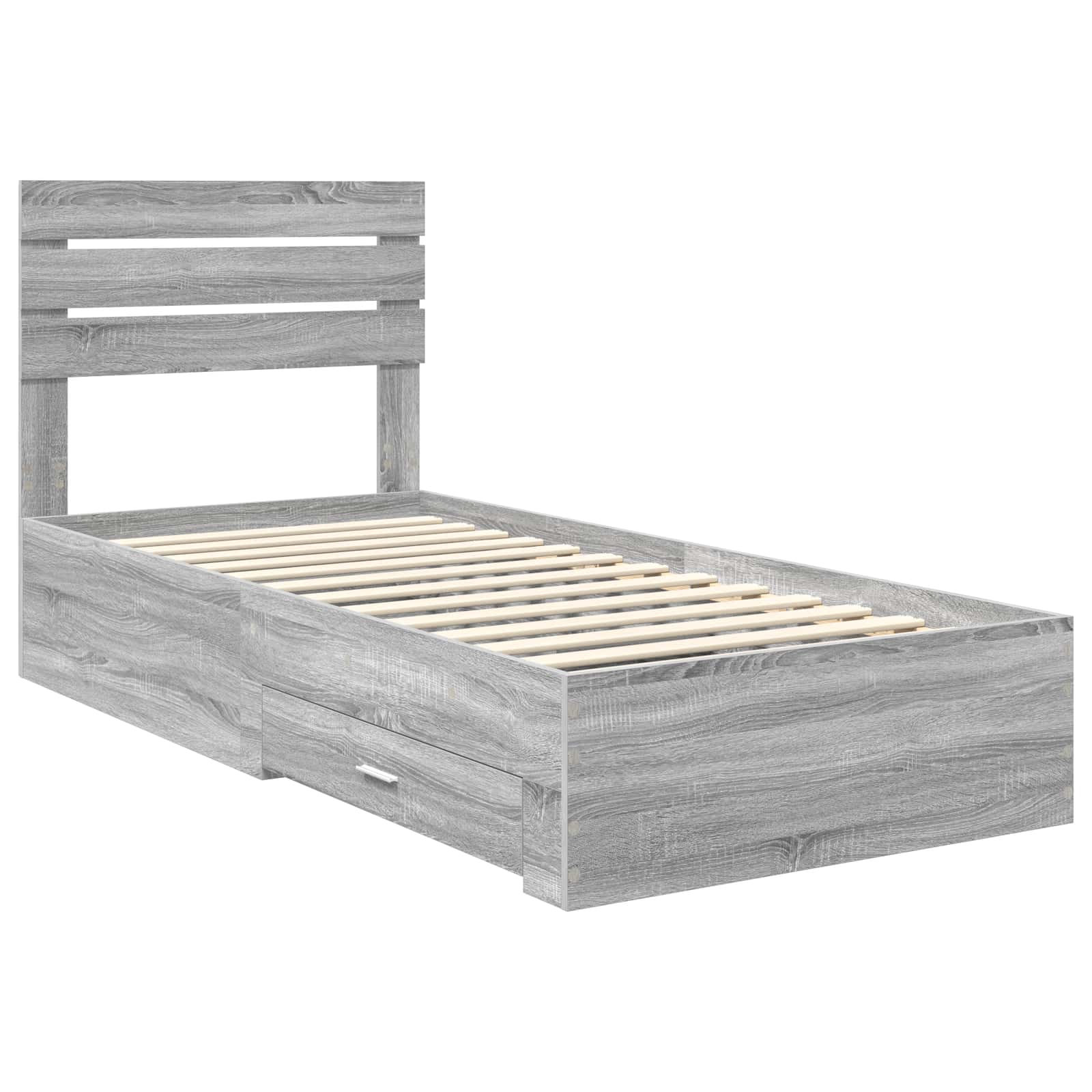 Krevetna konstrukcija Sivi Sonoma i srebrna 75 x 190 cm
