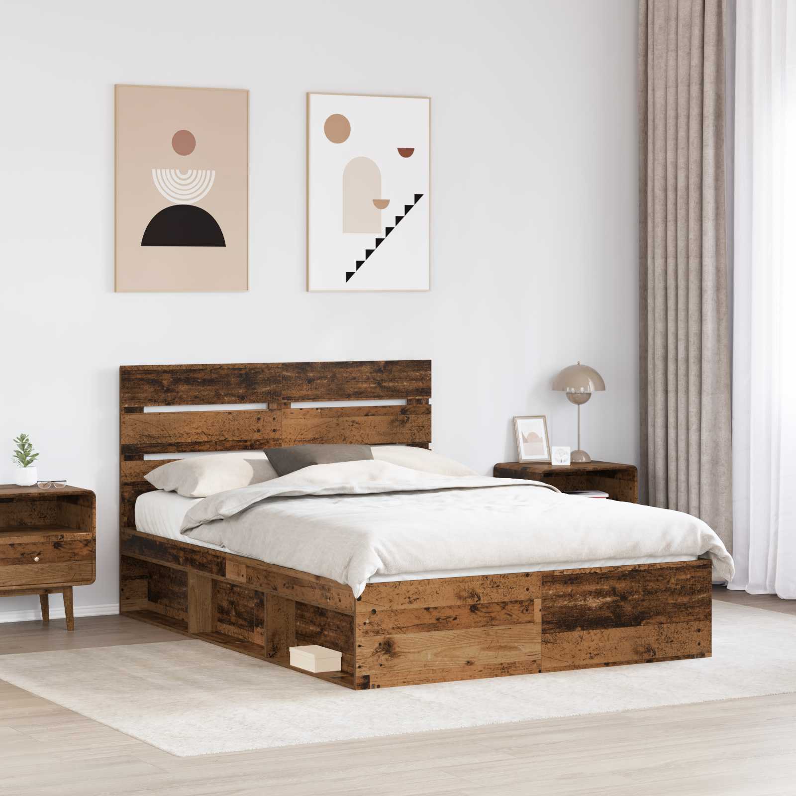 Krevetna konstrukcija s uzglavljem Staro drvo 150 x 200 cm