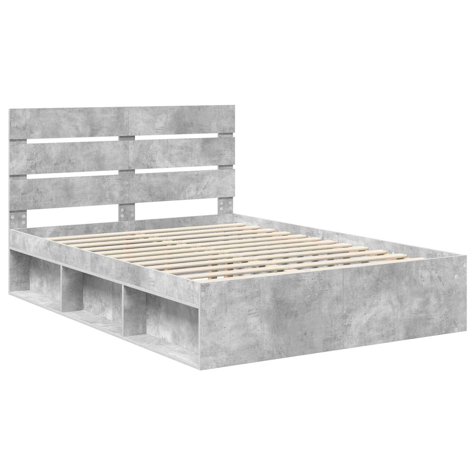 Krevetna konstrukcija Beton 140 x 200 cm Čvrsto borovo drvo