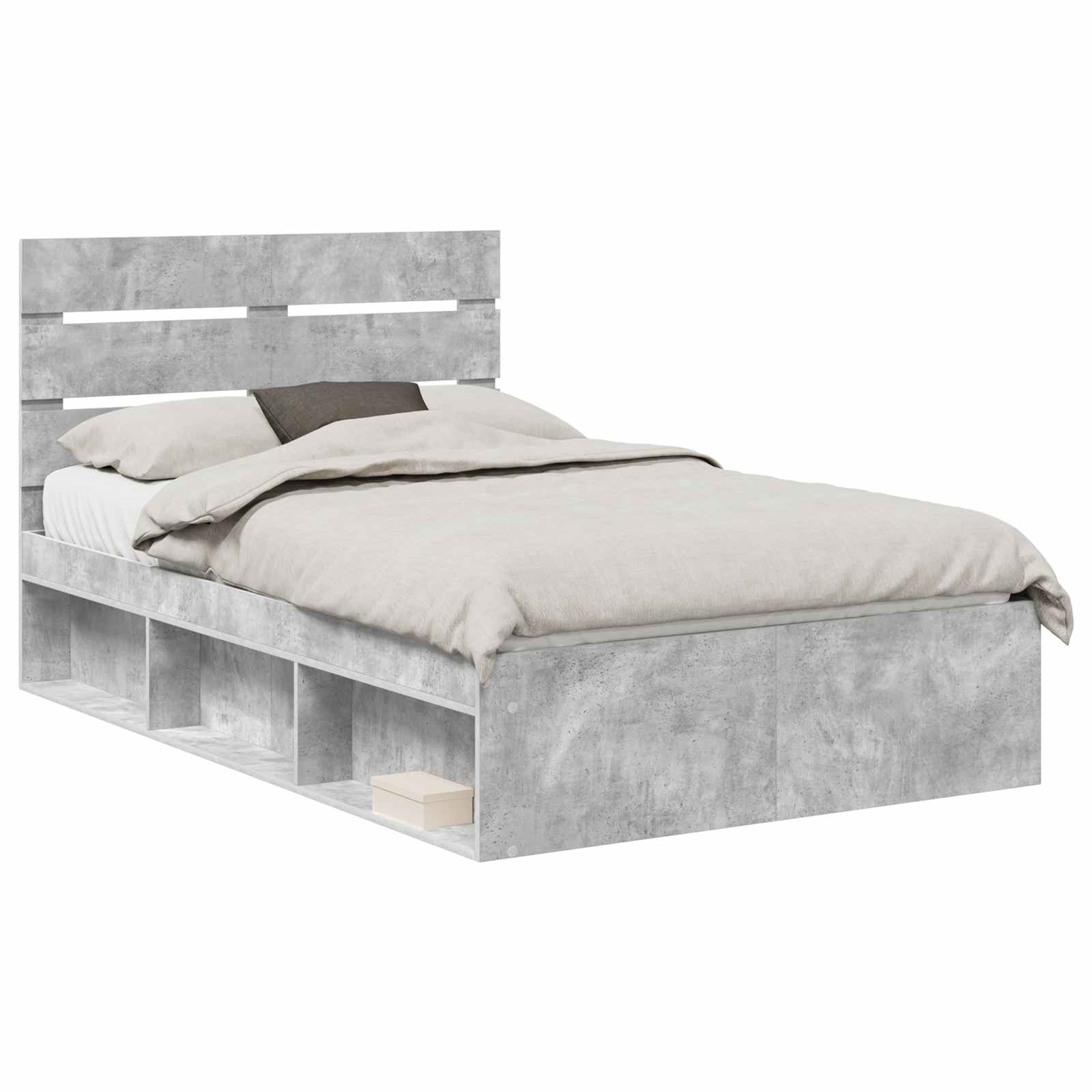 Krevetna konstrukcija s uzglavljem Betonska siva 135 x 190 cm