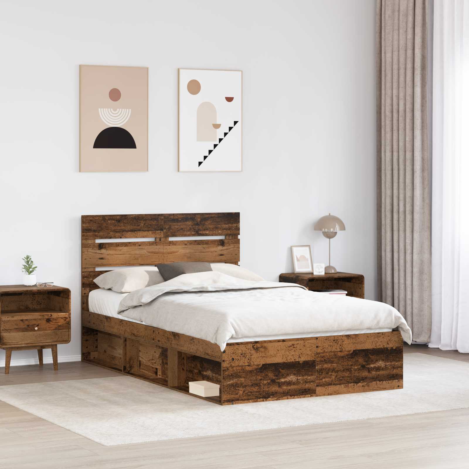 Krevetna konstrukcija s uzglavljem Staro drvo 120 x 200 cm