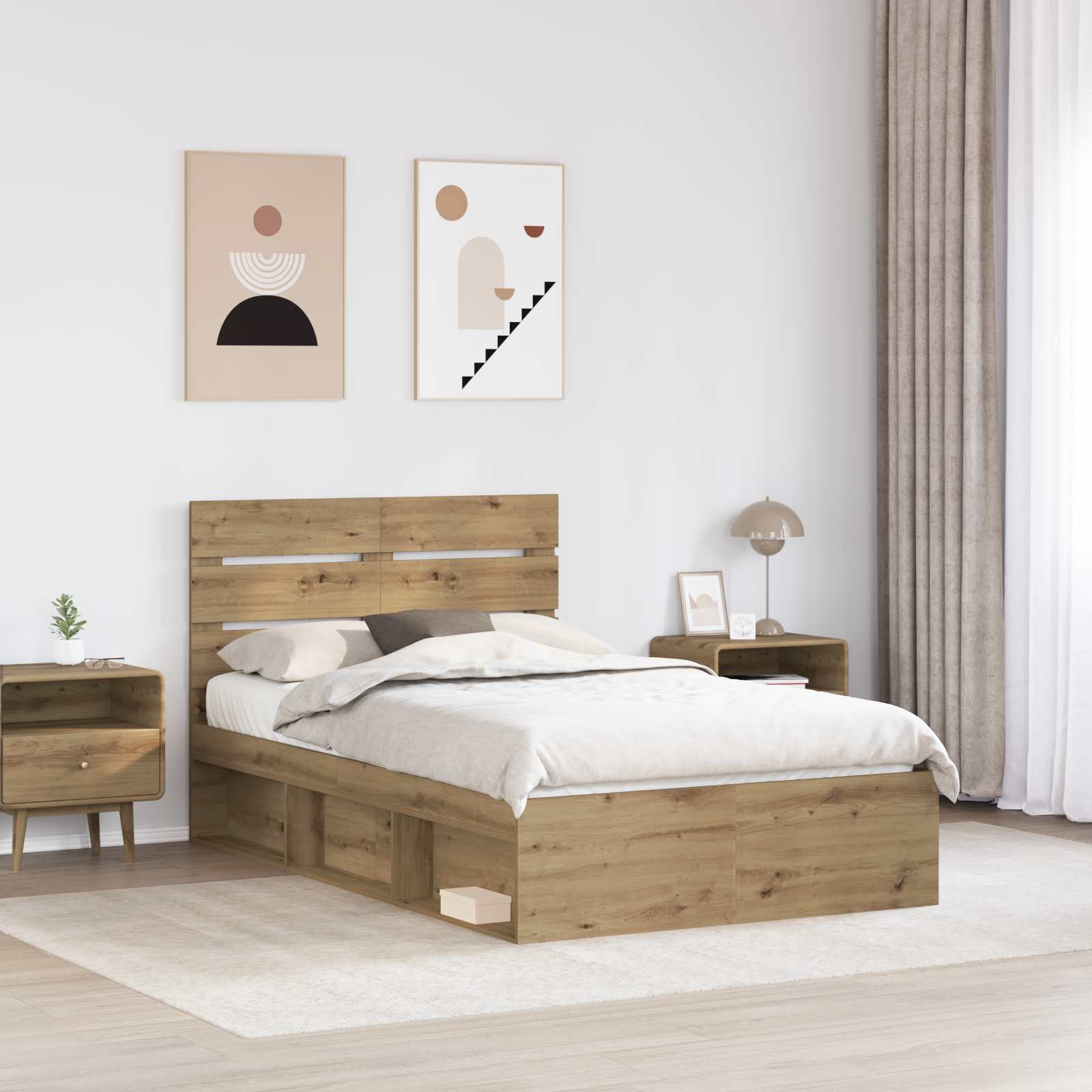 Krevetna konstrukcija Umjetnička hrastovina 120 x 200 cm