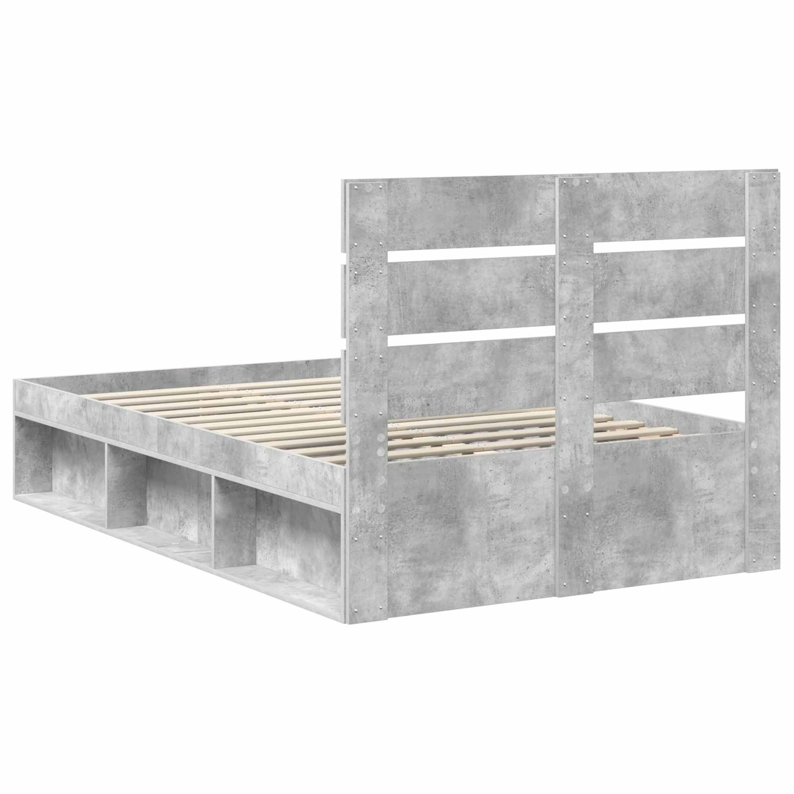Krevetna konstrukcija Beton 120 x 190 cm Čvrsto borovo drvo
