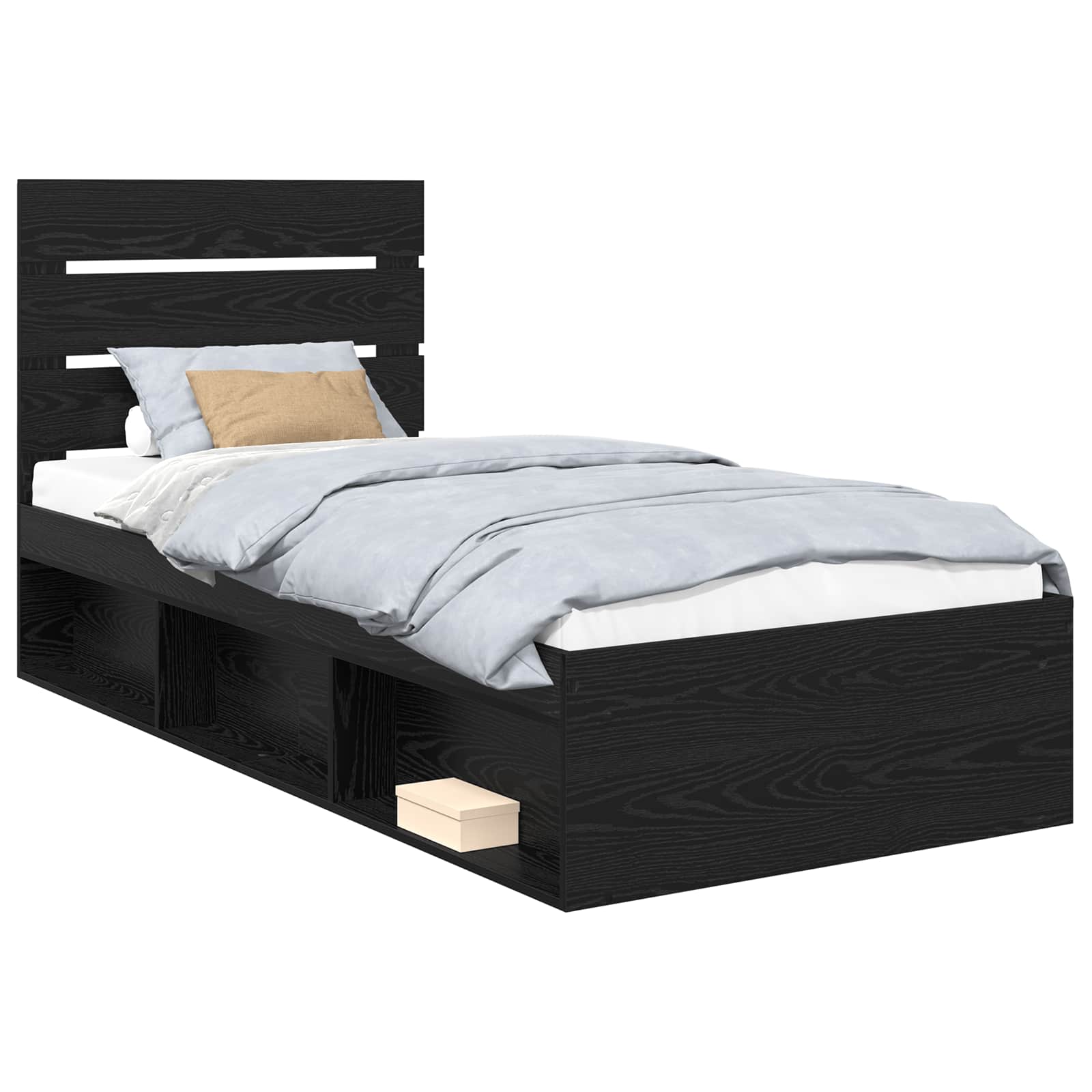 Krevetna konstrukcija Crna 75 x 190 cm Čvrsto borovo drvo