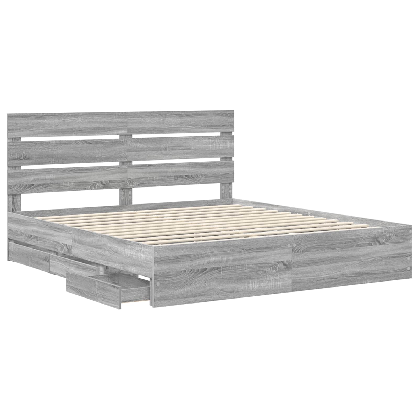 Krevetna konstrukcija Siva Sonoma 200 x 200 cm Inženjersko Drvo