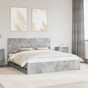 Krevetna konstrukcija s ladicama Betonski sivi 180 x 200 cm Siva 206 x 183 x 100 cm