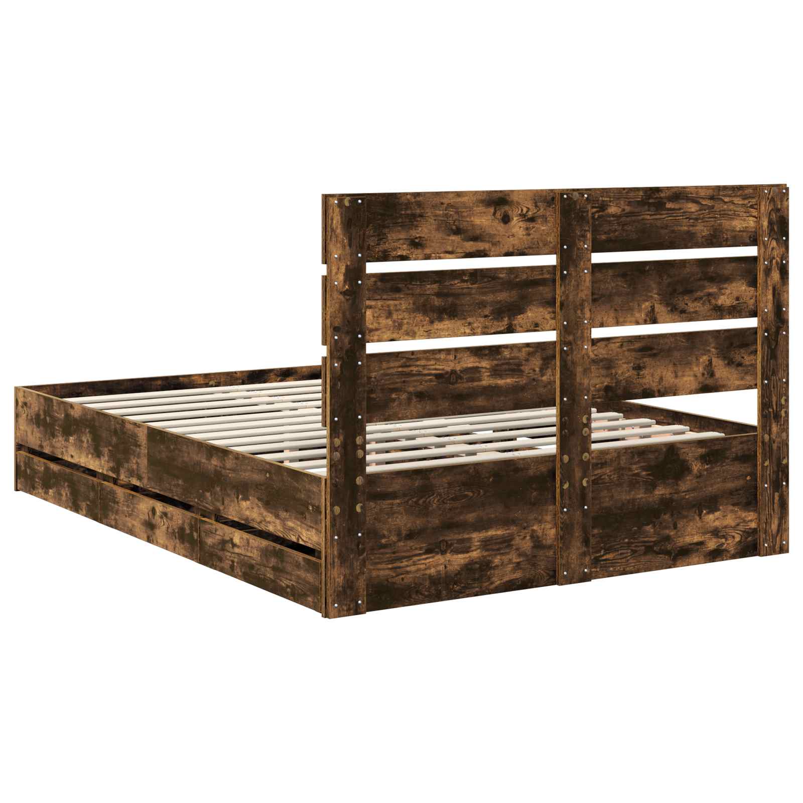 Krevetna konstrukcija s ladicama Dimljeni hrast 140 x 200 cm