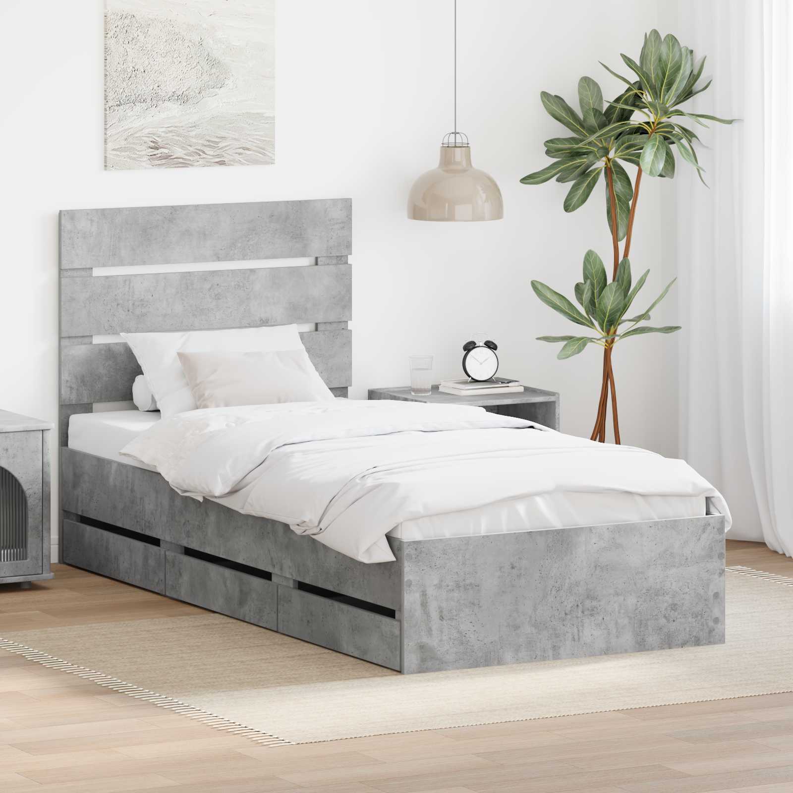 Krevetna konstrukcija s ladicama Betonski sivi 90 x 200 cm
