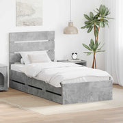 Krevetna konstrukcija s ladicama Betonski sivi 90 x 190 cm Siva 196 x 93 x 100 cm