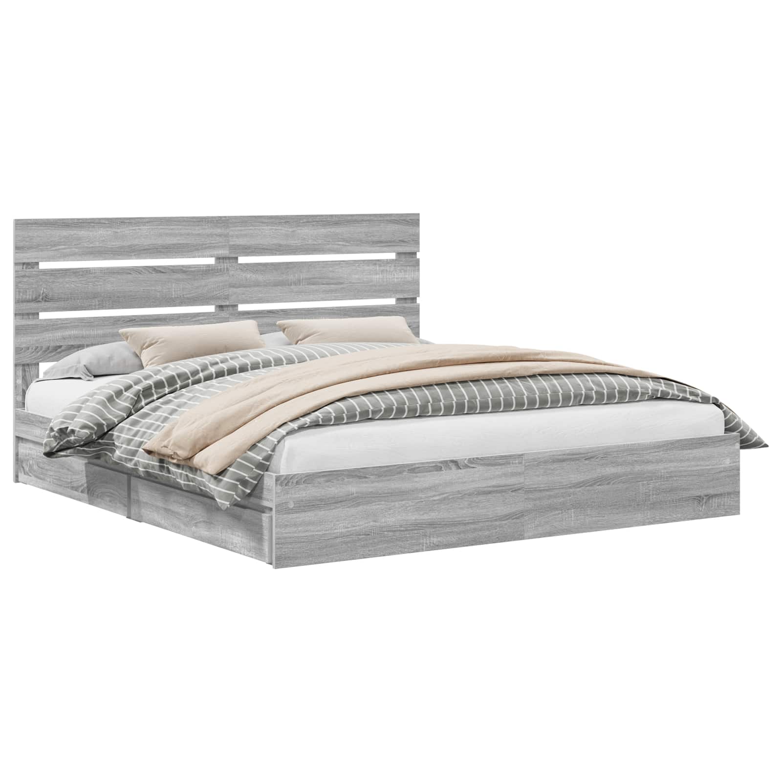 Krevet s od storage Siva Sonoma 180 x 200 cm Konstruirano drvo