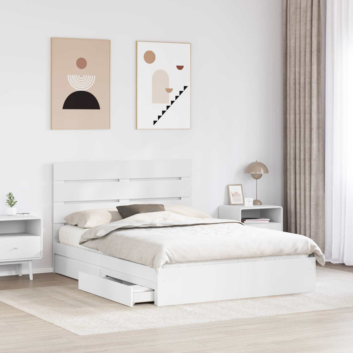 Krevet s od storage Bijelo 160 x 200 cm Konstruirano drvo