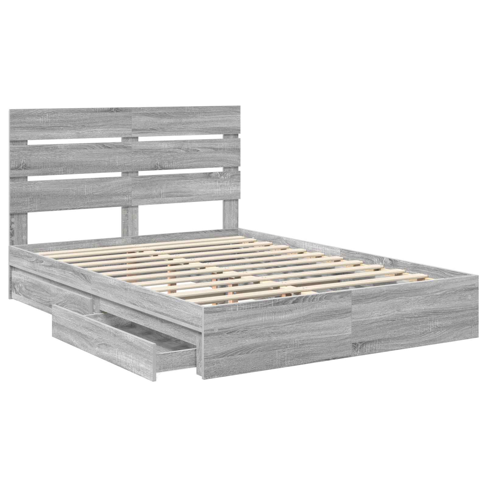 Krevet s od storage Siva Sonoma 160 x 200 cm Konstruirano drvo
