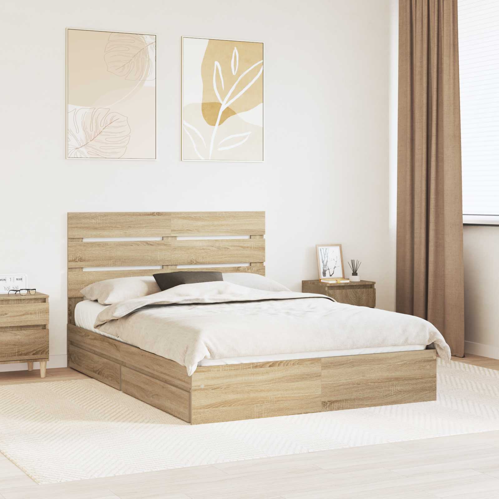 Krevet s od storage Sonoma hrast 150 x 200 cm Konstruirano drvo