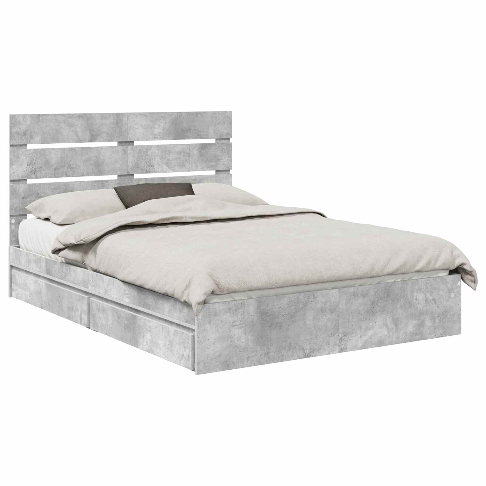 Krevet s od storage s uzglavljem Betonski sivi 150 x 200 cm