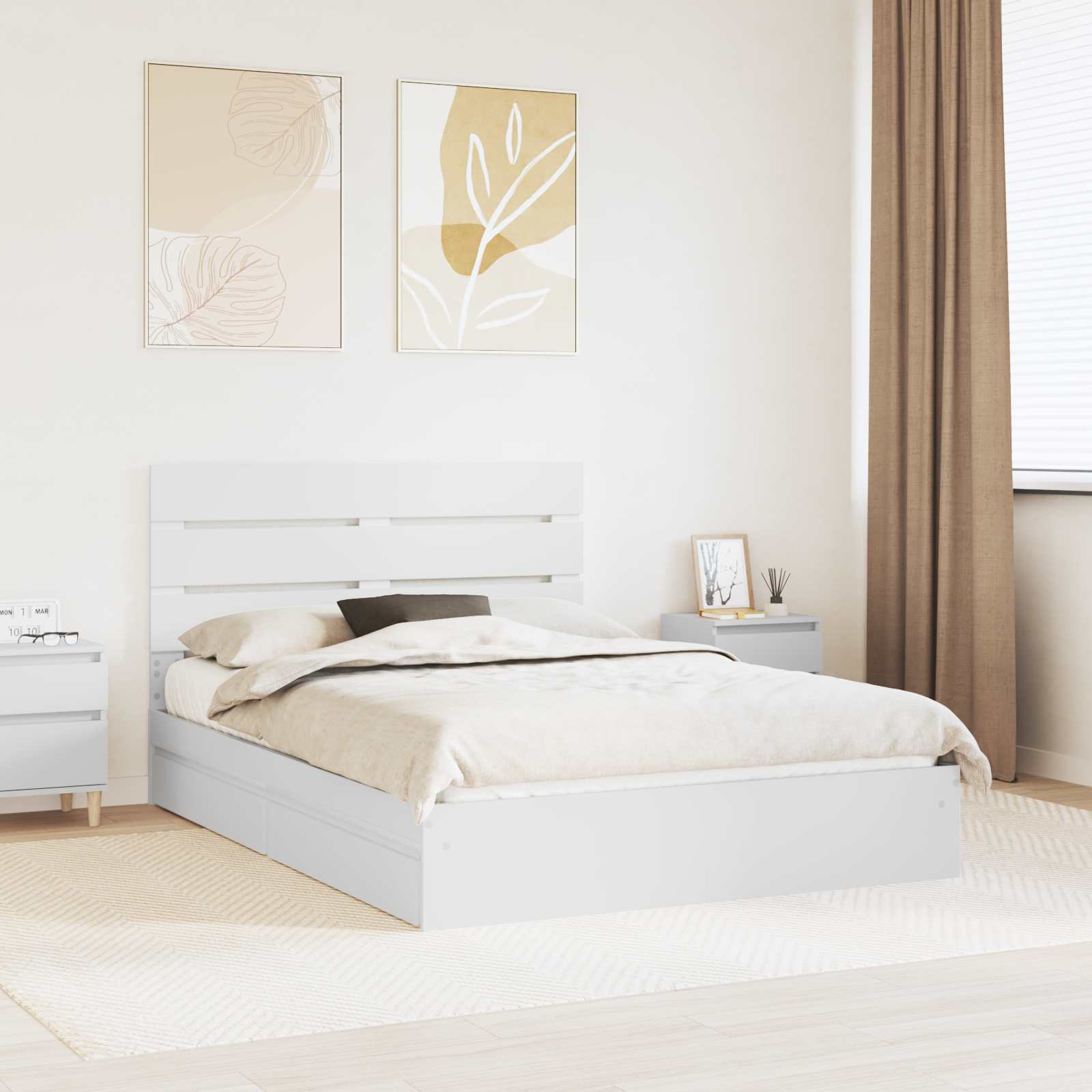Krevet s od storage Bijelo 140 x 200 cm Konstruirano drvo