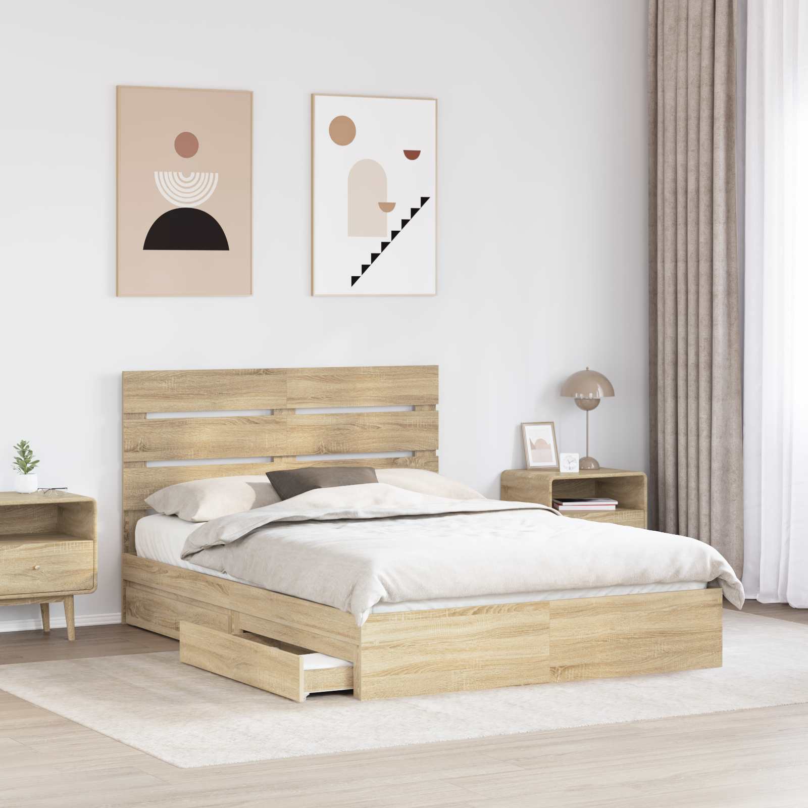 Krevet s od storage Sonoma hrast 140 x 200 cm Konstruirano drvo