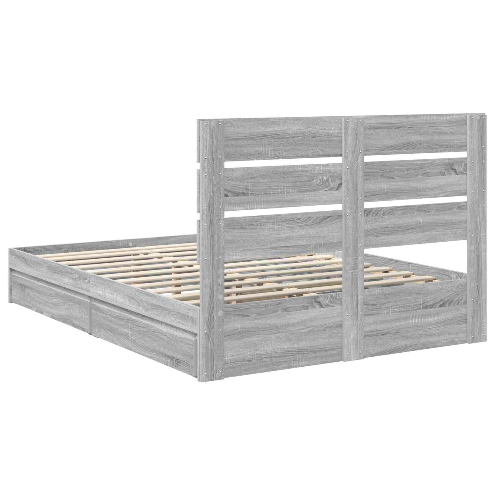 Krevet s od storage Siva Sonoma 140 x 200 cm Konstruirano drvo