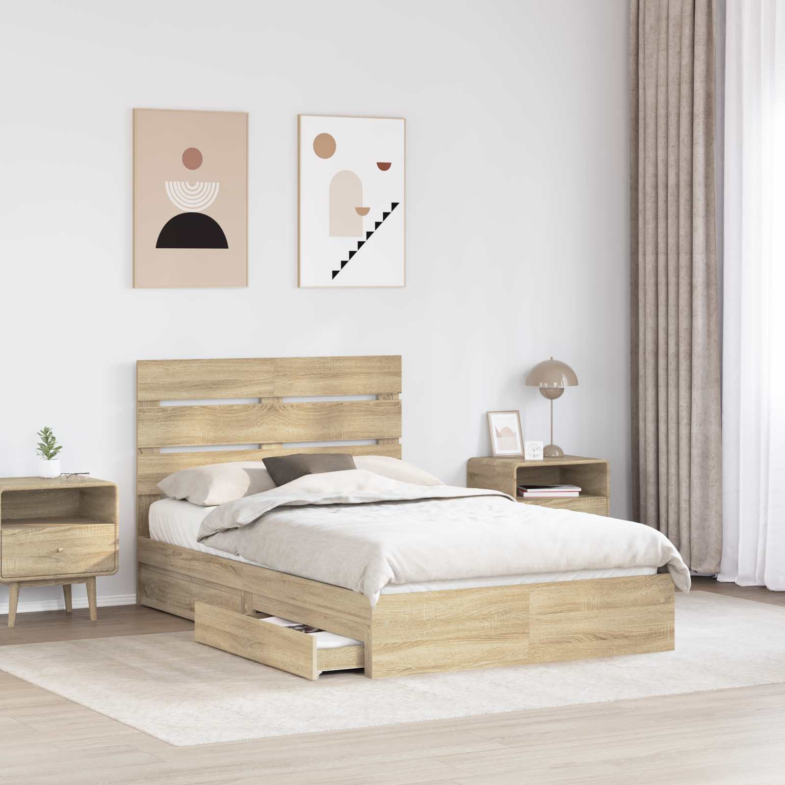 Krevet s od storage Sonoma hrast 135 x 190 cm Konstruirano drvo