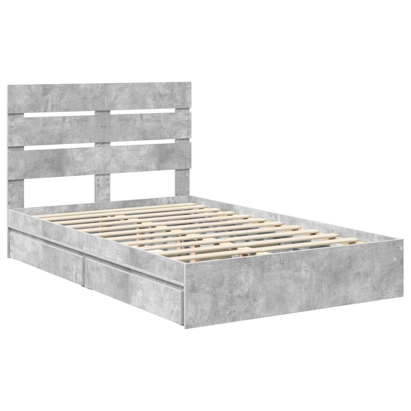 Krevet s od storage s uzglavljem Betonski sivi 135 x 190 cm