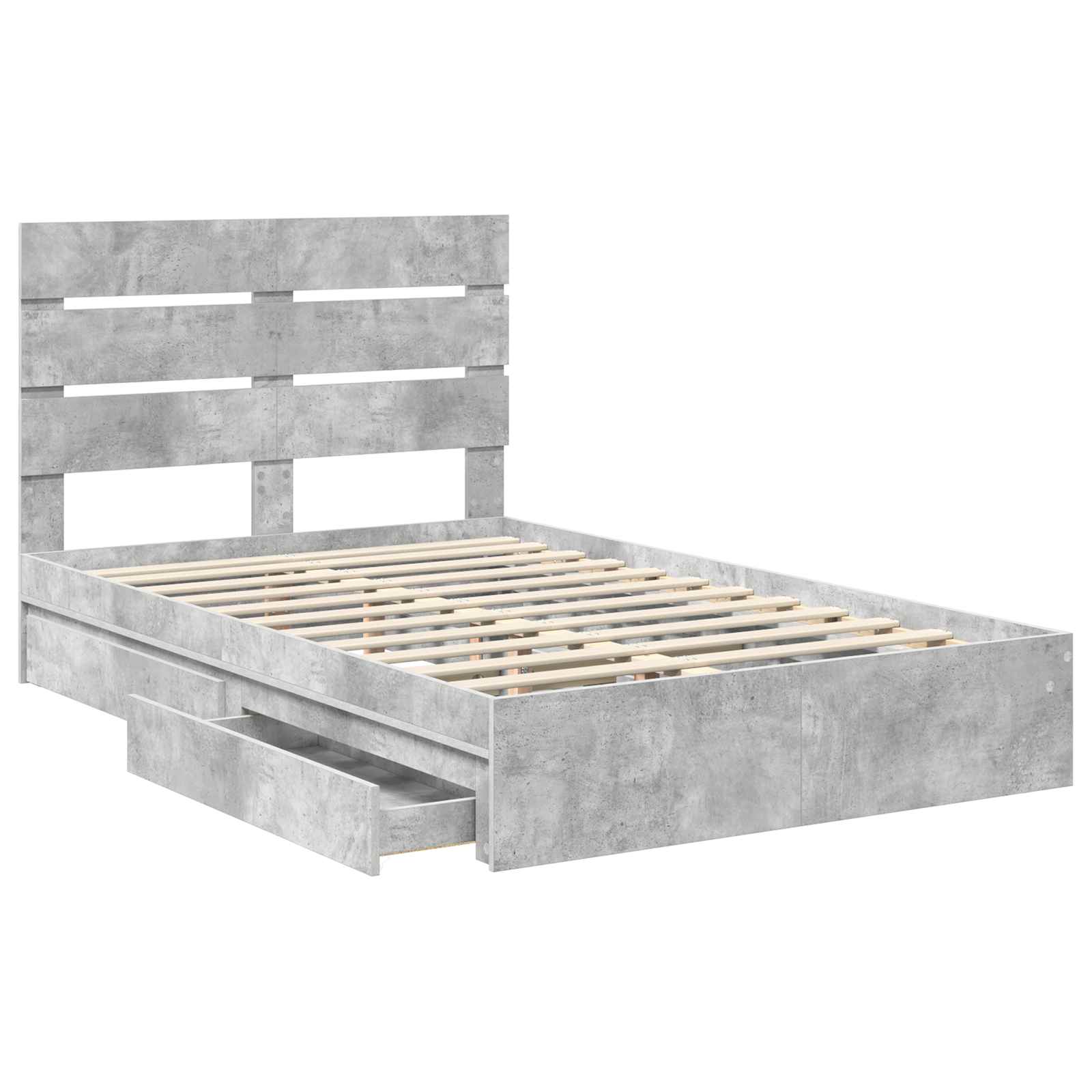 Krevet s od storage s uzglavljem Betonski sivi 135 x 190 cm
