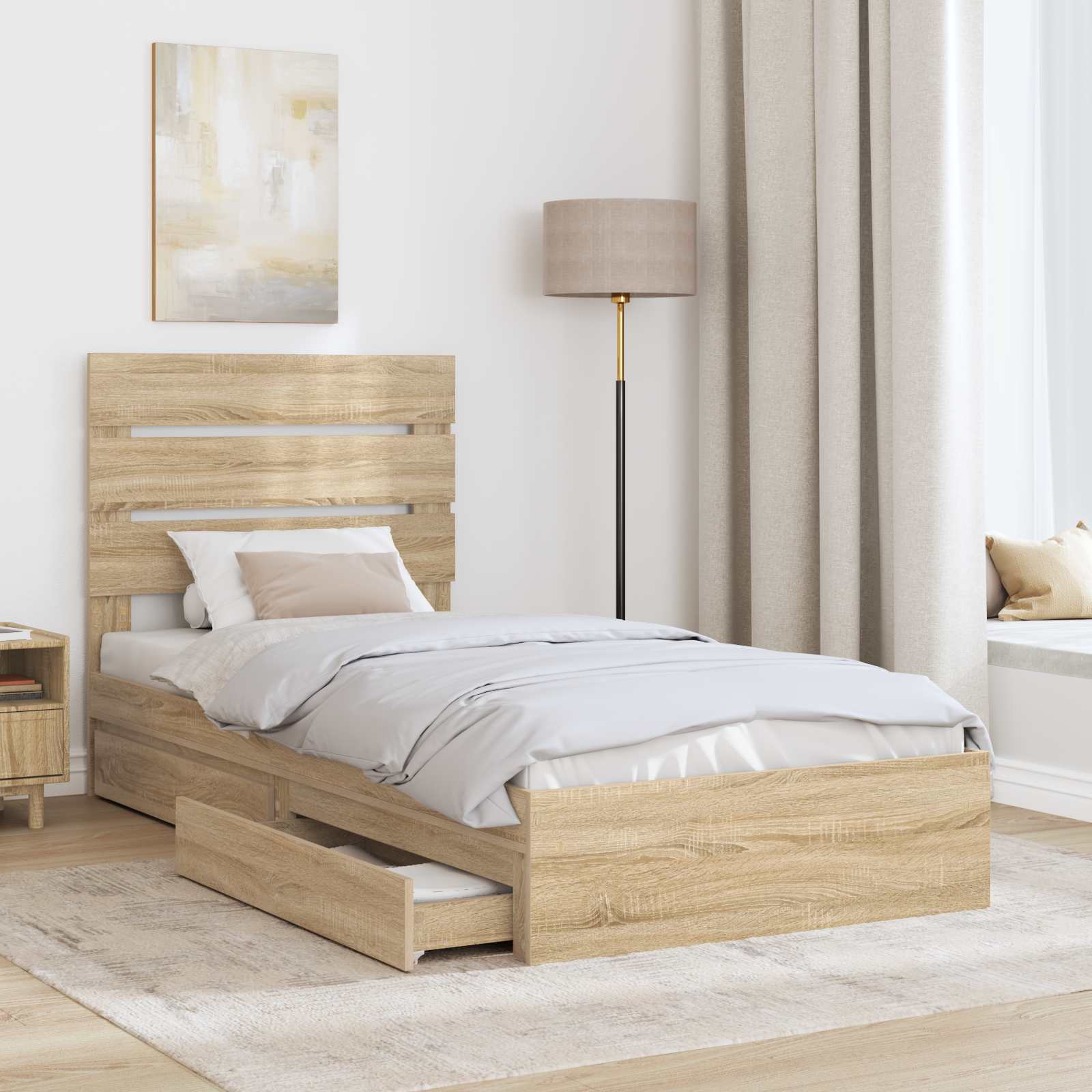 Krevet s od storage Sonoma hrast 100 x 200 cm Konstruirano drvo