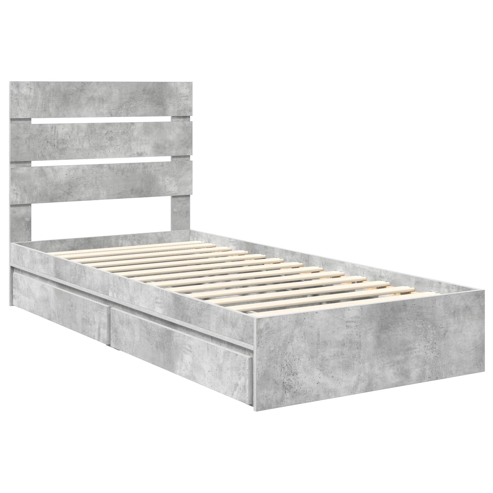 Krevet s od storage Betonski sivi 90 x 190 cm Konstruirano drvo