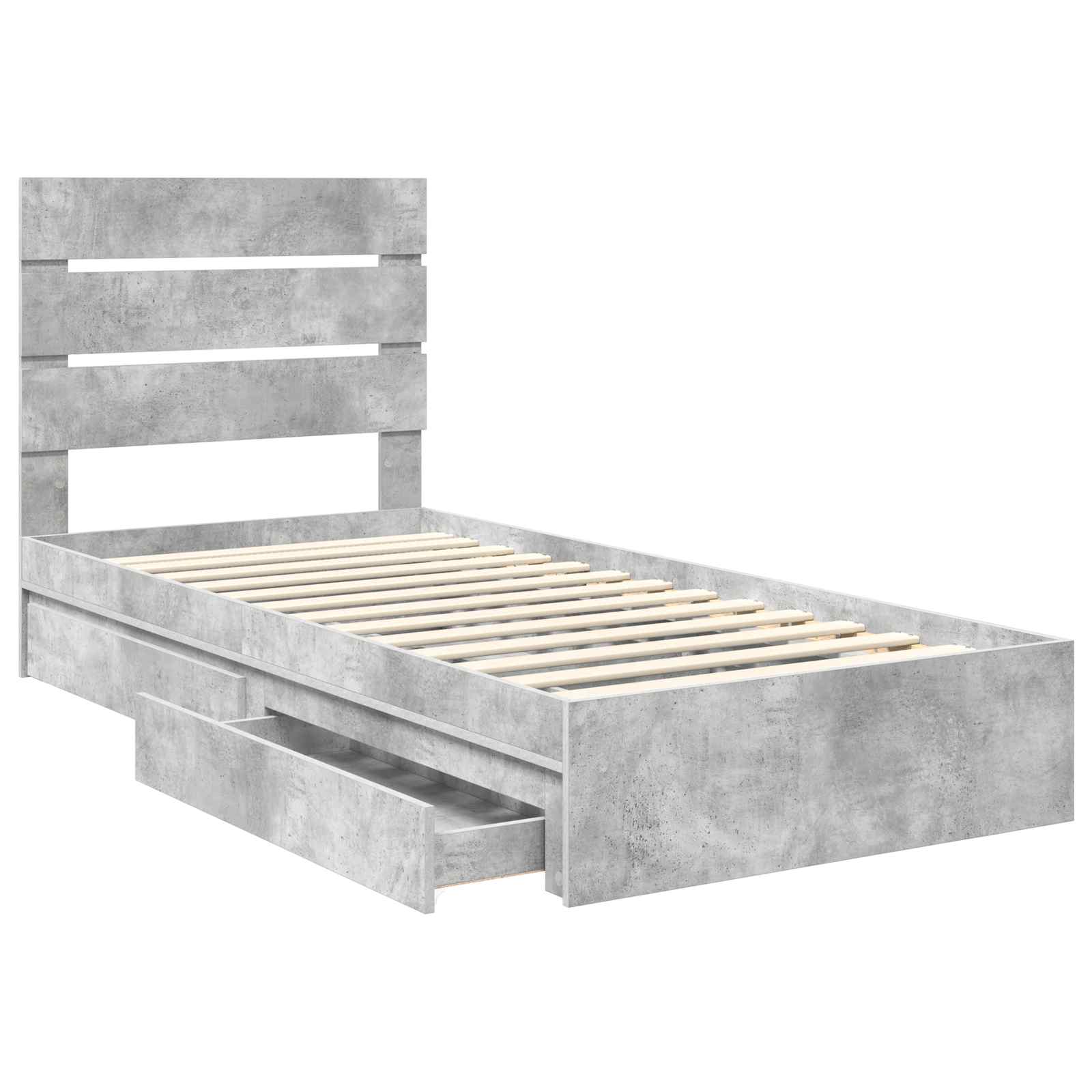 Krevet s od storage Betonski sivi 90 x 190 cm Konstruirano drvo