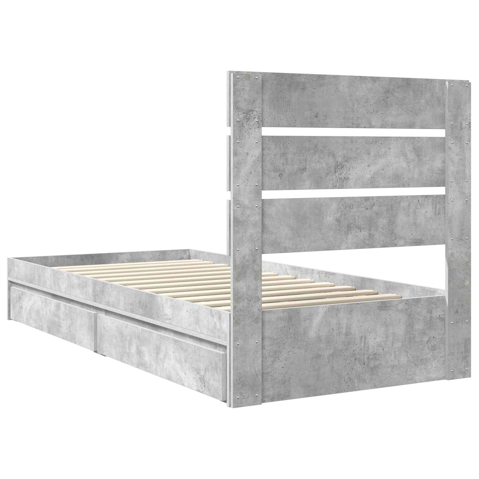 Krevet s od storage Betonski sivi 90 x 190 cm Konstruirano drvo