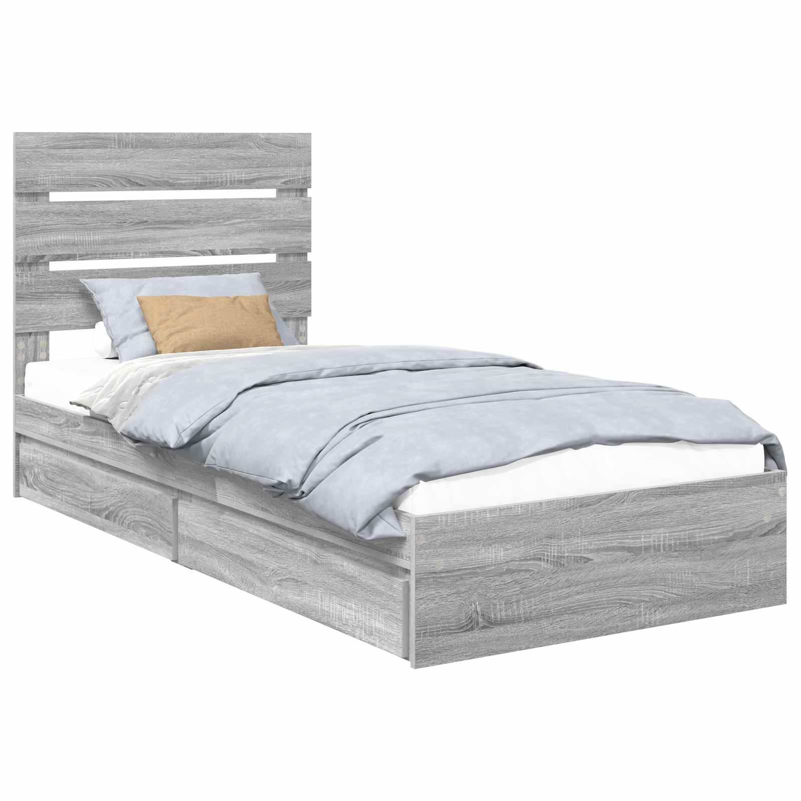 Krevet s od storage Siva Sonoma 90 x 190 cm Konstruirano drvo