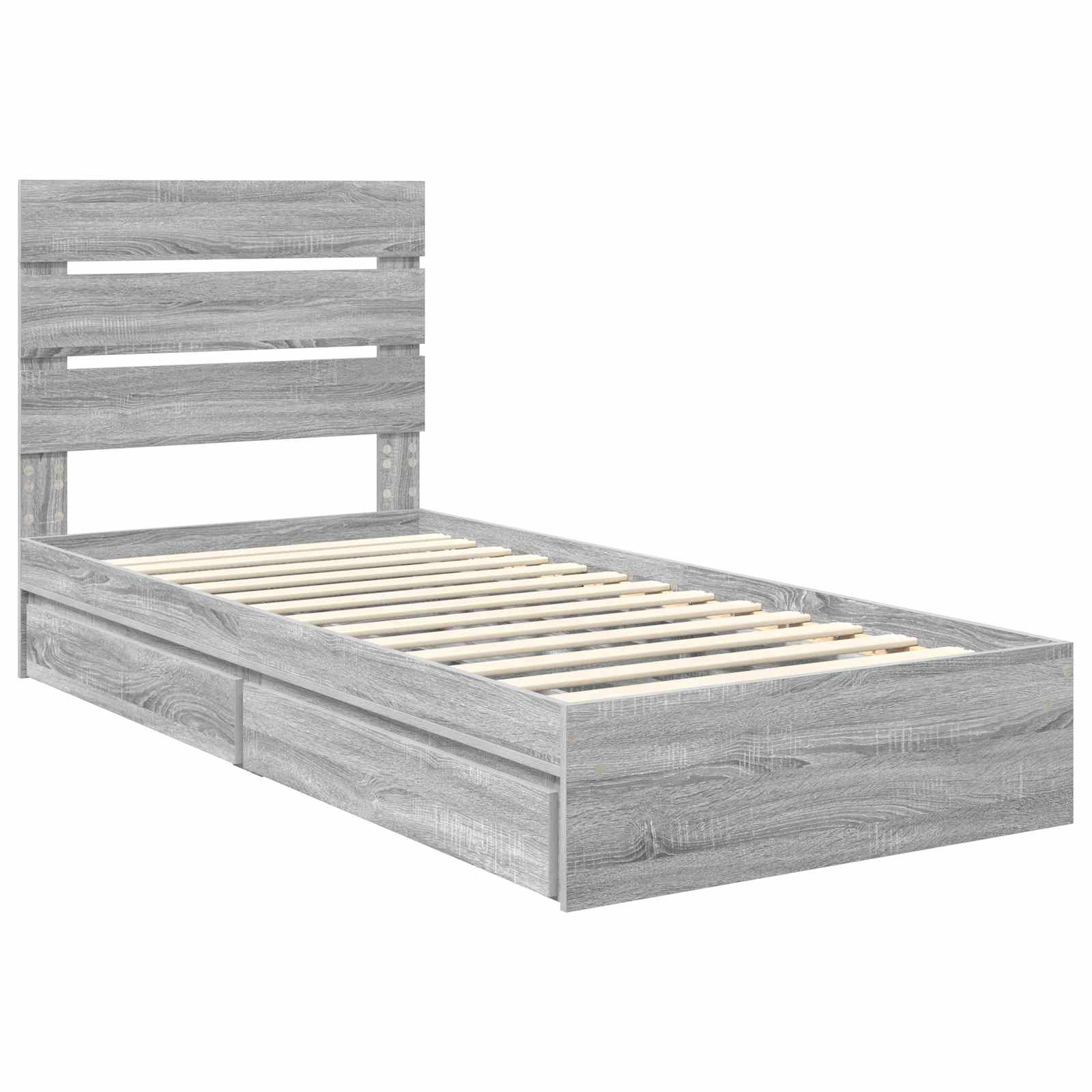Krevet s od storage Siva Sonoma 90 x 190 cm Konstruirano drvo