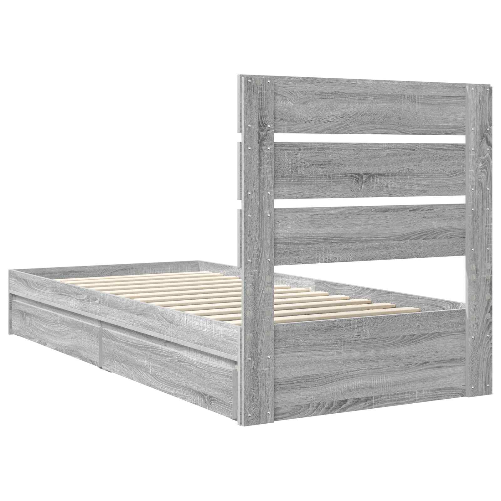Krevet s od storage Siva Sonoma 90 x 190 cm Konstruirano drvo