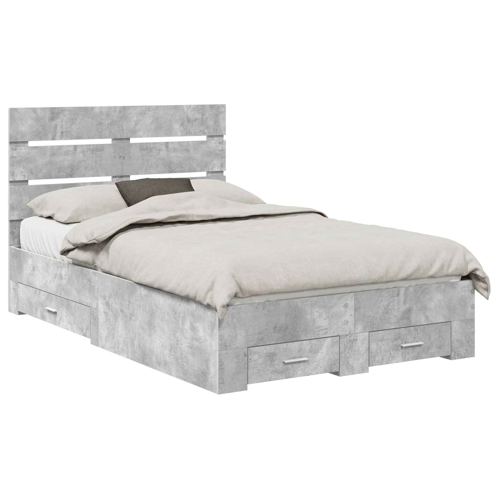 Krevetna konstrukcija s ladicama Betonski sivi 120 x 200 cm